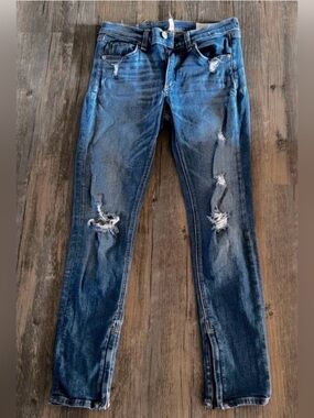 Rag & Bone Zipper Capri Distressed Skinny Leg Jeans Size 27